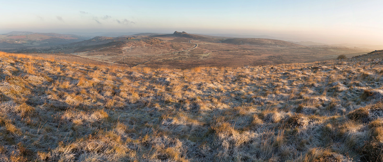 Hay tor frosty pano from Rippon Tor