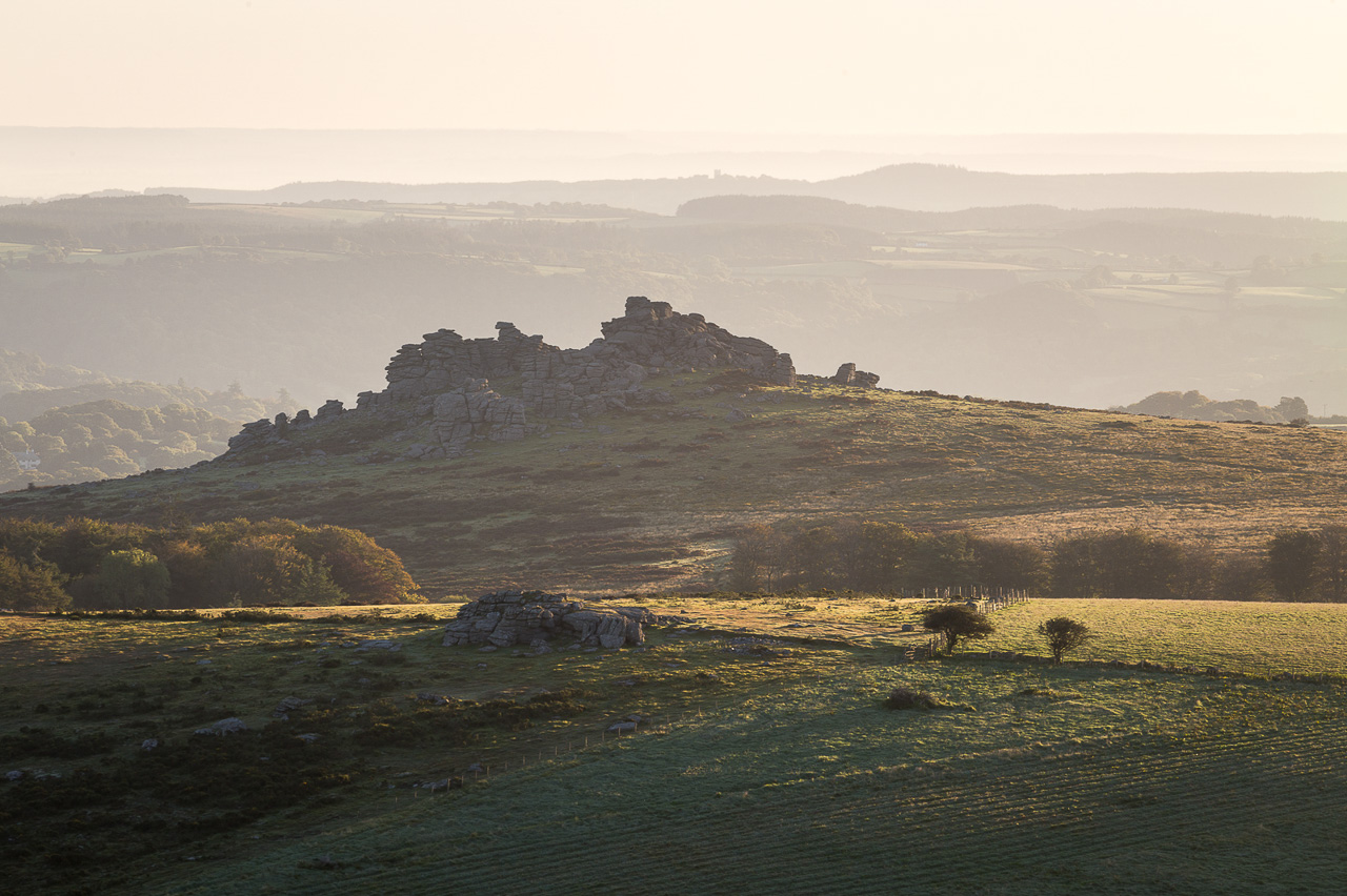 Hound Tor from Chinkwell Tor, Dawn (1)